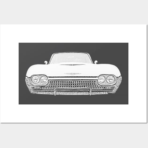 Ford Thunderbird 1962 American classic car monochrome Wall Art by soitwouldseem